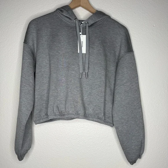 SPANX Air Essentials cropped hoodie in heather grey, size S NWT - Picture 3 of 6